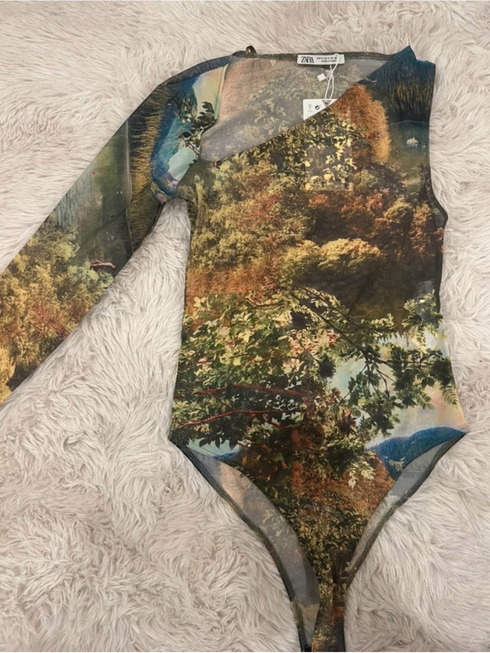 Zara Multicolor Nature-Print Long-Sleeve Bodysuit